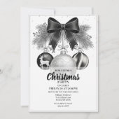 Invitation classique de fête de Noël en noir et bl (Devant)