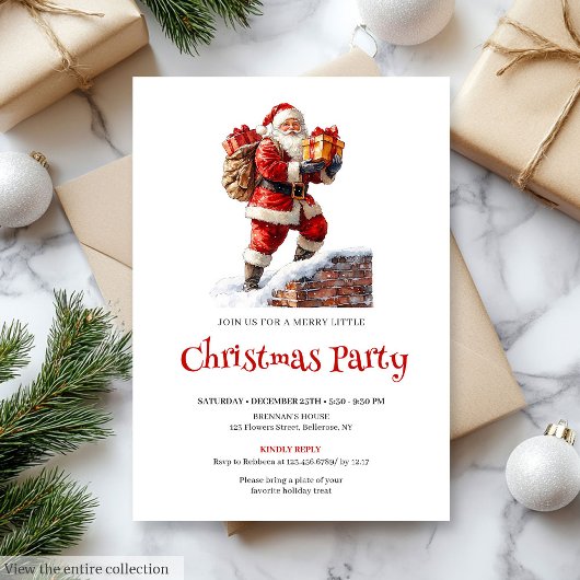 Invitation classique de fête de Noël pour enfants