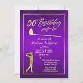 Invitation Classique de golf Violet Doré Anniversaire des 50 (Devant)