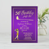 Invitation Classique de golf Violet Doré Anniversaire des 50 (Debout devant)