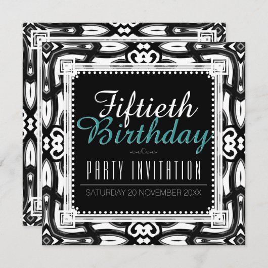 Invitation classique de la fête du 50e anniversair (Devant / Derrière)