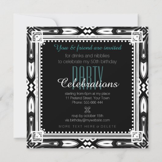 Invitation classique de la fête du 50e anniversair (Dos)