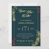 Invitation classique de Mariage Botanique Vert et  (Devant)