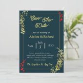 Invitation classique de Mariage Botanique Vert et  (Debout devant)