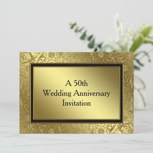 Invitation Classique de Mariage d'Or pour les 50 a (Debout devant)