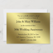 Invitation Classique de Mariage d'Or pour les 50 a (Dos)