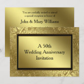 Invitation Classique de Mariage d'Or pour les 50 a (Devant / Derrière)