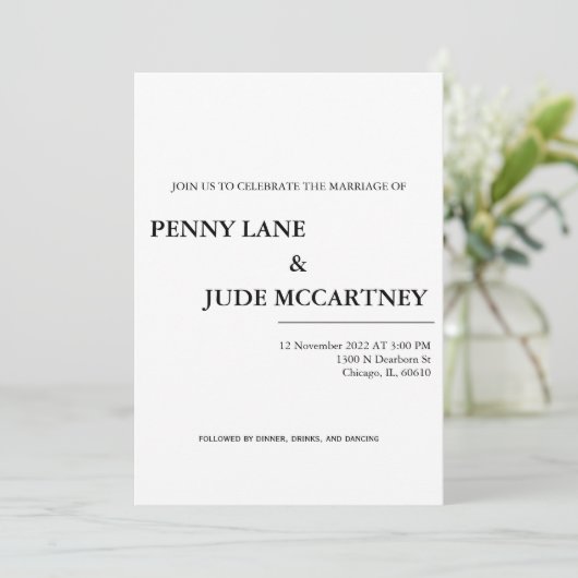 Invitation classique de mariage élégant (Debout devant)