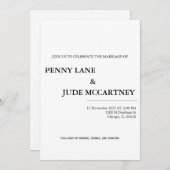 Invitation classique de mariage élégant (Devant / Derrière)