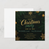 Invitation classique de Noël noir, vert et or (Devant / Derrière)