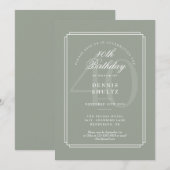 Invitation Classique Déco | 40e anniversaire Sage et Blanc (Devant / Derrière)