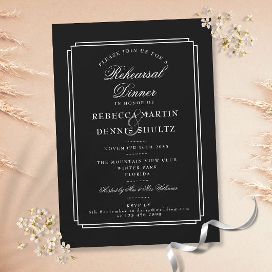 Invitation Classique Deco | Noir et Blanc | Dîner de répétiti
