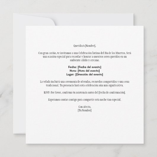 Invitation Classique Día de los Muertos (Dos)