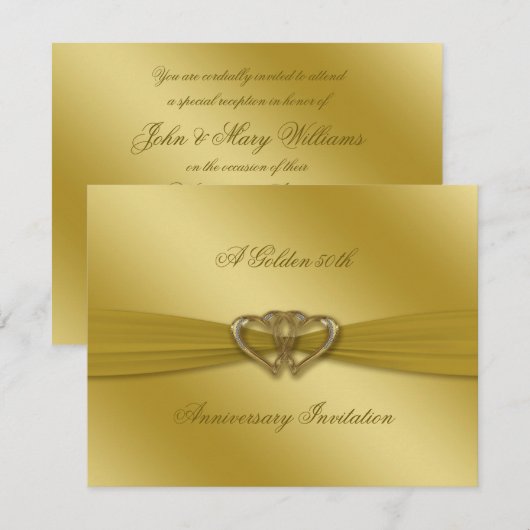 Invitation Classique Dorée pour les 50 ans de Mari (Devant / Derrière)