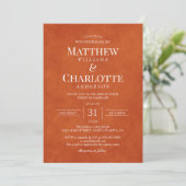 Invitation Classique Elegant Burnt Orange Mariage (Debout devant)