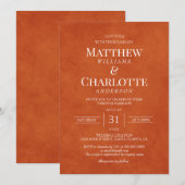 Invitation Classique Elegant Burnt Orange Mariage (Devant / Derrière)