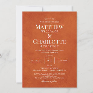 Invitation Classique Elegant Burnt Orange Mariage