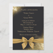 Invitation classique élégant filigree noir or mariage (Devant)