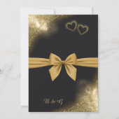 Invitation classique élégant filigree noir or mariage (Dos)