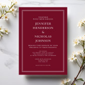 Invitation Classique Elégant Formal Bourgogne Mariage Rouge