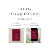 Invitation Classique Elégant Formal Bourgogne Mariage Rouge
