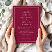 Invitation Classique Elégant Formal Bourgogne Mariage Rouge