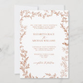 Invitation Classique Elégant Formal Burnt Orange Mariage Feui (Devant)