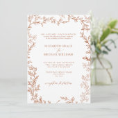 Invitation Classique Elégant Formal Burnt Orange Mariage Feui (Debout devant)