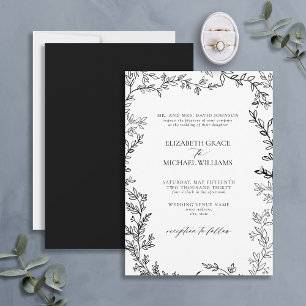 Invitation Classique Elégant Formal Noir Blanc Mariage