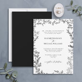 Invitation Classique Elégant Formal Noir Blanc Mariage