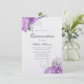 Invitation Classique Elegant Lavande Rose & Silver Quinceaner (Debout devant)