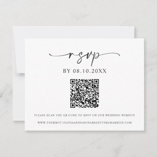 Invitation Classique Elégant Mariage moderne code RSVP QR (Devant)