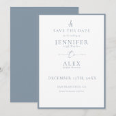 Invitation Classique Élégant Monogramme Enregistrer la Date (Devant / Derrière)