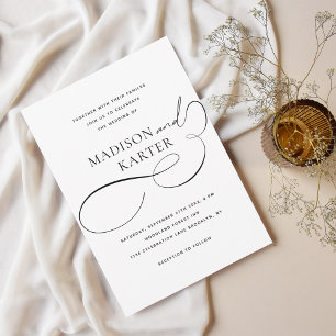 Invitation Classique Elégant Noir Blanc Infinie Et Mariage