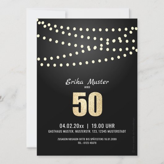 Invitation classique & élégante 50e anniversaire (Devant)
