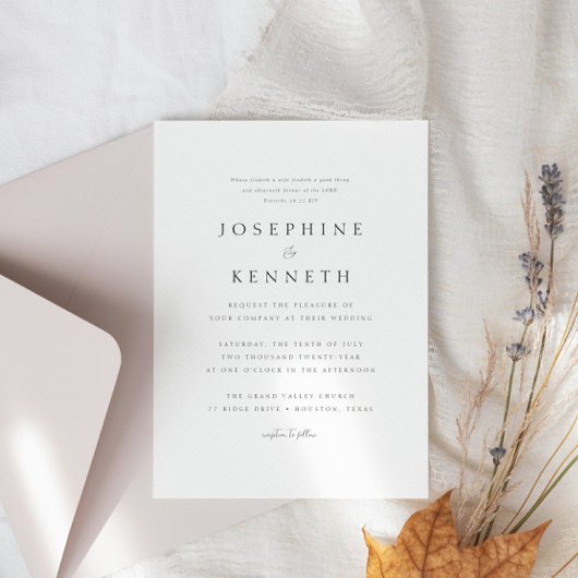 Invitation Classique Élégante Bible Verse Mariage chrétien