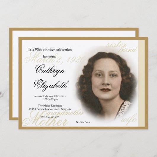 Invitation classique élégante de photo (Devant / Derrière)