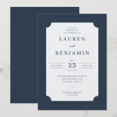 Invitation Classique Élégante Navy (Devant / Derrière)