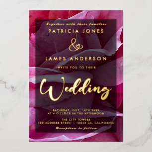 Invitation classique, élégante Rose Mariage Foil