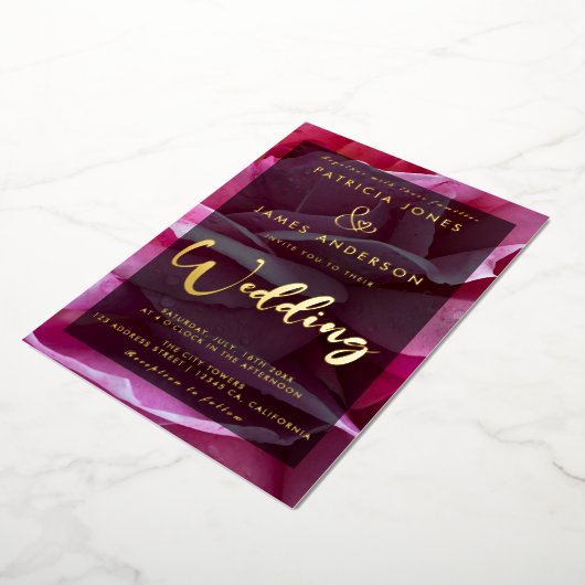 Invitation classique, élégante Rose Mariage Foil (Rotation)