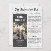 Invitation Classique elle l'a fait | Graduation Journal Photo (Devant)