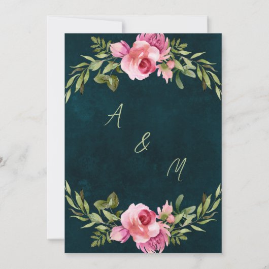 Invitation Classique Émeraude Vert Foncé Humeur Enregistrer l (Dos)