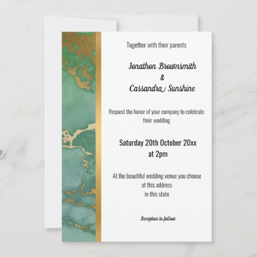 INVITATION CLASSIQUE EN MARBRE SAGE OR TRIM (Devant)
