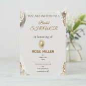 Invitation classique et dorée de douche de mariée  (Debout devant)