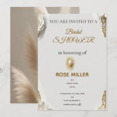 Invitation classique et dorée de douche de mariée  (Devant / Derrière)