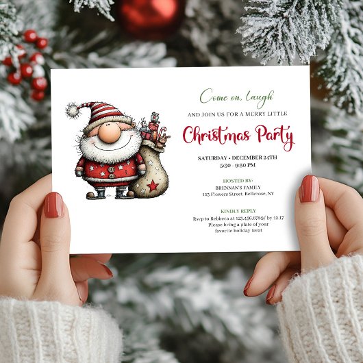 Invitation classique et fantaisiste de fête de Noë