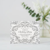 Invitation Classique floral vintage anniversaire (Debout devant)