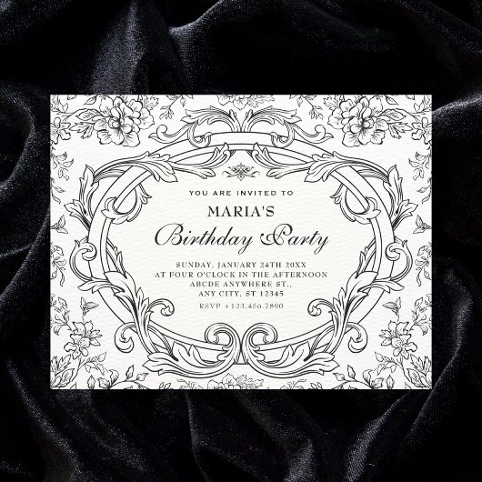 Invitation Classique floral vintage anniversaire