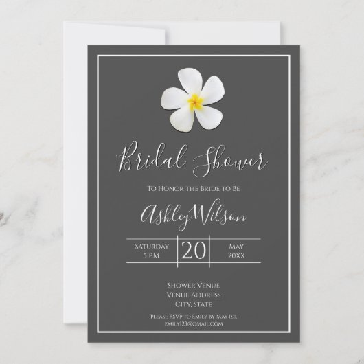 Invitation Classique Formelle moderne, Blanc sur gris foncé, (Devant)