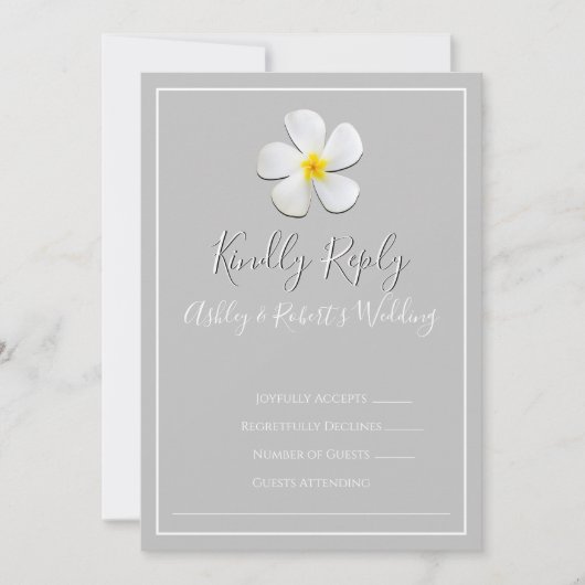 Invitation Classique Formelle moderne, Blanc sur Mariage gris (Devant)